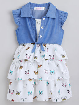 Hopscotch - Spaghetti Strap Tiered Casual Dress with Jacket