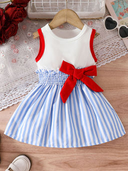 Hopscotch - Stripe Print Sleeveless Casual Dress