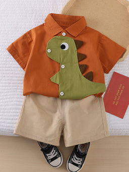 Hopscotch - 2-Piece Dino Applique Shirt and Shorts