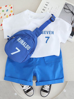 Hopscotch - 2-Piece Text Print T-Shirt and Shorts with Bag