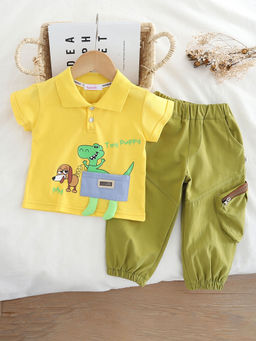 Hopscotch - 2-Piece Dinosaur Print T-Shirt and Cargo Pant