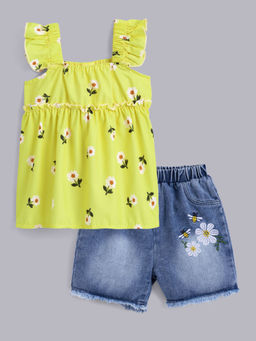 Hopscotch - 2-Piece Floral Print Top and Shorts