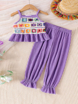 Hopscotch - 2-Piece Crochet Embroidered Top and Pant