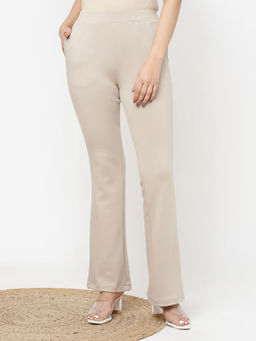 Lakshita - Beige Fitted Trouser Pants with Straight Hem
