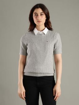 Tommy Hilfiger - Grey Regular Fit Cotton Sweater