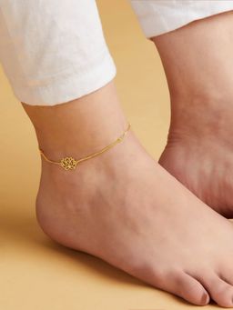 Zavya - Lotus Gold Plated 925 Sterling Silver Chained Anklet Single Piece