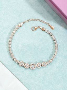 Zavya - Blooming Grace Rose Gold Plated Bracelet with White Cubic Zirconia