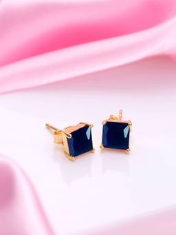 Zavya - Mystic Nightfall Gold-Plated 925 Sterling Silver Blue Stud Earrings