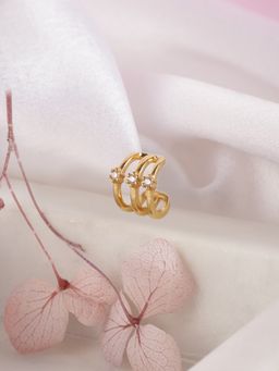 Zavya - Golden Glamour Cubic Zirconia 925 Sterling Silver Ear cuff Single Piece