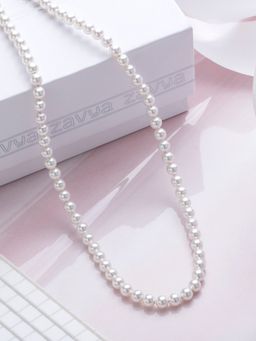 Zavya - Freshwater Pearl Rhodium Plated 925 Sterling Silver White Necklace