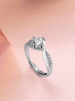 Zavya - Twisted Solitaire 925 Silver Ring (Adjustable)