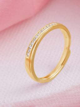 Zavya - Golden Splendour One Line CZ Gold Plated 925 Sterling Silver Ring