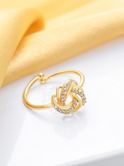 Zavya - Mesmerizing Gold Weave 925 Sterling Silver Gold plated Adjustable Ring