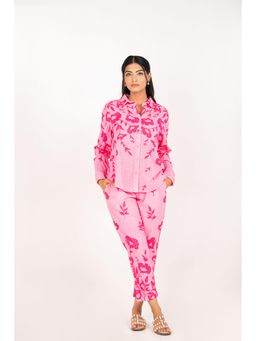 Naav - The Amalfi Set Pink Cotton Schiffli Straight Digital Print Designer Coord Set