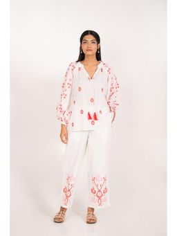Naav - The Barcelona Set Off White Cotton Flex Straight Digital Print Designer Coord Set