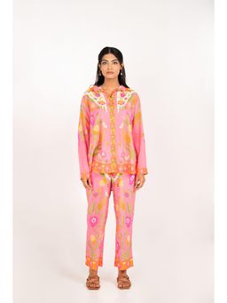 Naav - The Cancun Set Pink Cotton Straight Digital Print Designer Coord Set