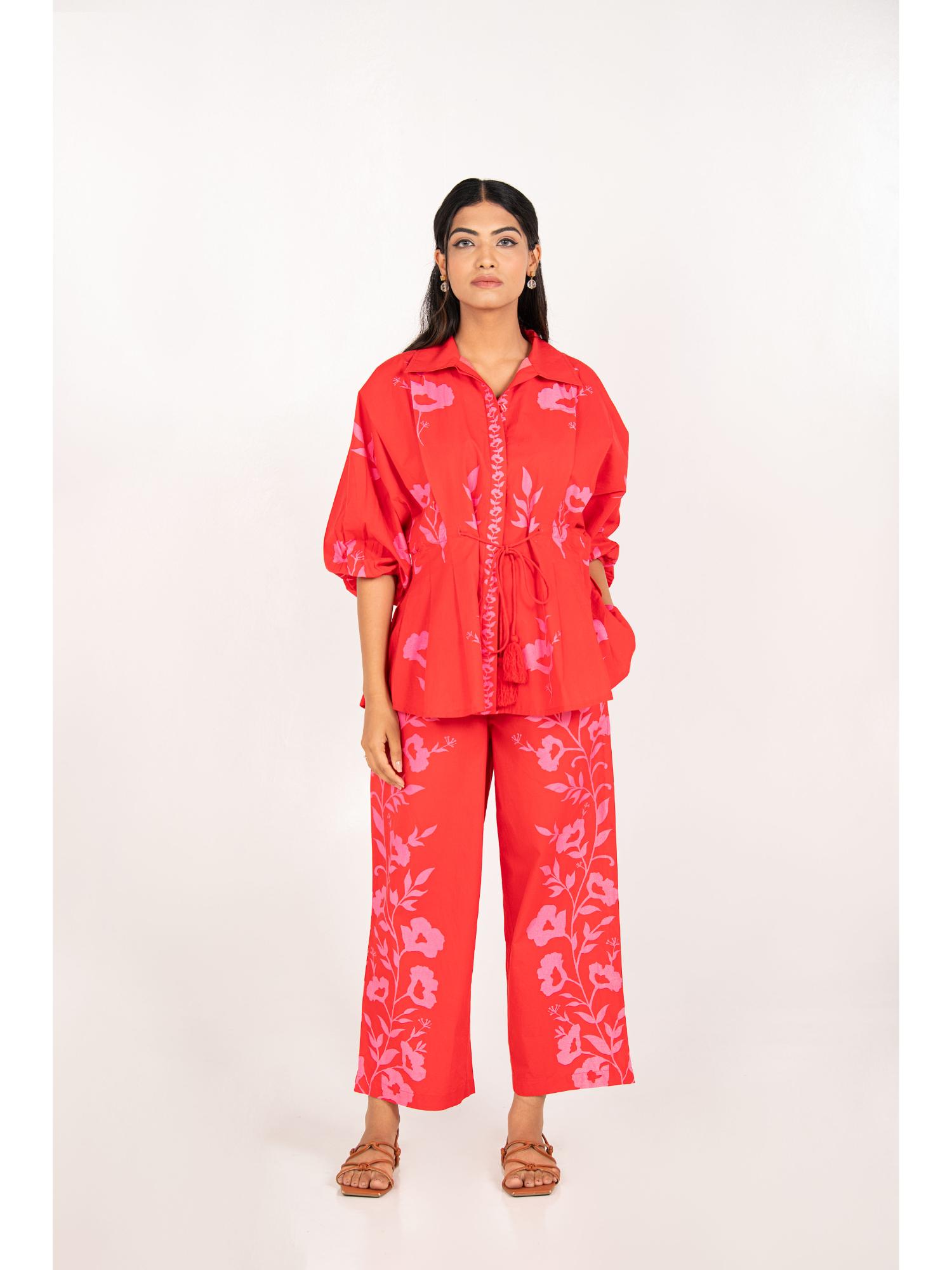 Copacabana Set- Red Printed Pure Cotton Co-Ord Set-image-6