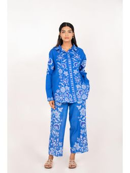 Naav - The Hawaii Set Blue Cotton Straight Digital Print Designer Coord Set