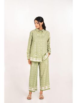 Naav - The Sicily Set Green Cotton Straight Digital Print Designer Coord Set
