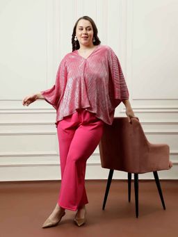 AAREIN - Women Pink Polyester Self Design Co-Ord (Set of 2)