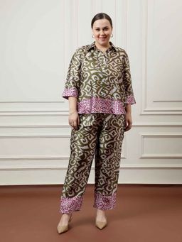 AAREIN - Women Green Polyester Printed Co-Ord (Set of 2)