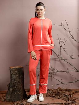 AAREIN - Women Rust Pure Cotton Stripes Co-Ord (Set of 2)