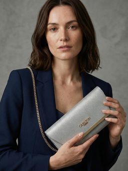 Carlton London - Women Stylish Small Shoulder Clutch - Silver