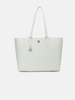 Tommy Hilfiger - Solid Beige Polyurethane Tote Bag