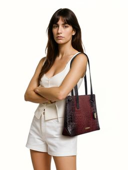 Hidesign - Galaxy 01 Genuine Leather Women's Tote Bag - Maroon
