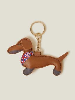 Accessorize London - Women's London Sausage Dog Keyring - Brown