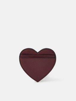 Accessorize London - Women's Burgundy Heart Shape Card Holder