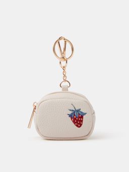 Accessorize London - Women's Cream Strawberry Air Pod Case Keyring