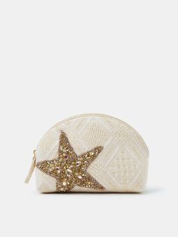 Accessorize London - Women's Cream Embellished Starfish Make Up Bag