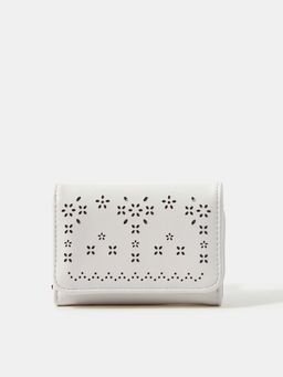 Accessorize London - Women's White Laser Cut Small Wallet