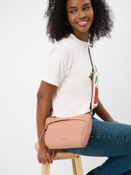 Accessorize London - Women's Pink Zip Front Sling Bag