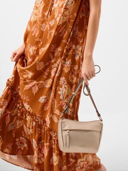 Accessorize London - Women's Gold Zip Front Sling Bag