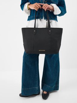 Accessorize London - Women's Black Zip Top Tote Bag