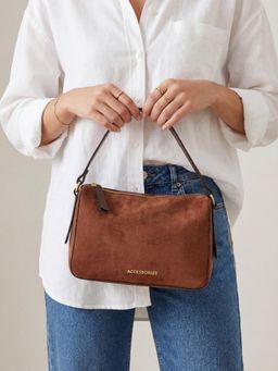 Accessorize London - Women's Tan Suedette Handheld Sling Bag