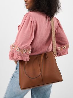 Accessorize London - Women's Tan Webbing Strap Shoulder Bag