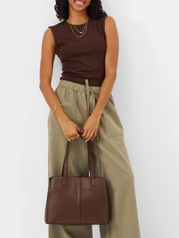 Accessorize London - Women's Brown Webbing Strap Shoulder Bag