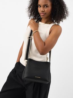Accessorize London - Women's Black Webbing Strap Sling Bag