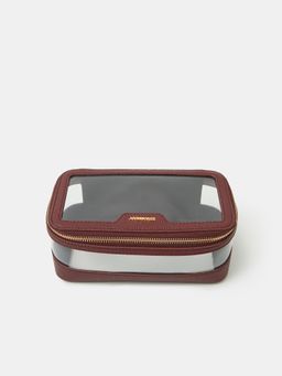 Accessorize London - Women's Burgundy Clear Travel Make-Up Bag