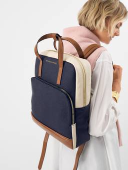 Accessorize London - Women's Navy Blue Lola Multi Laptop Backpack