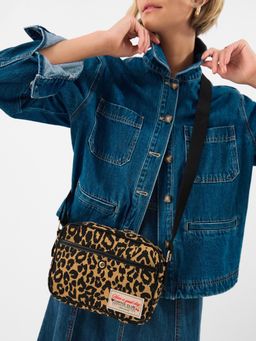 Accessorize London - Women's Leopard Print Canvas Sling Bag