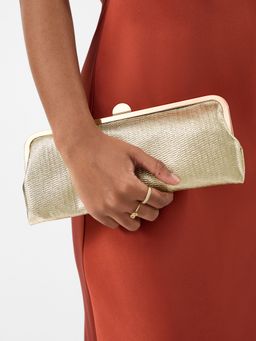 Accessorize London - Women's Gold Clip Frame Clutch Bag