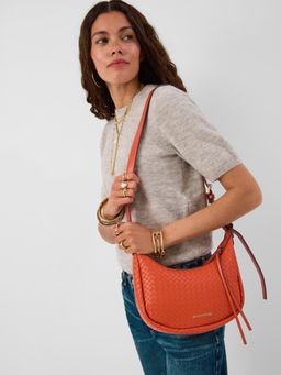Accessorize London - Women's Orange Woven Scoop Crossbody Bag