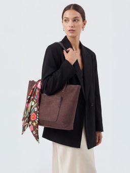 Accessorize London - Women's Brown Rachel Zip Front Laptop Tote Bag