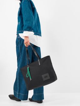 Accessorize London - Women's Black Harper Nylon Laptop Tote Bag
