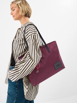 Accessorize London - Women's Burgundy Harper Nylon Laptop Tote Bag