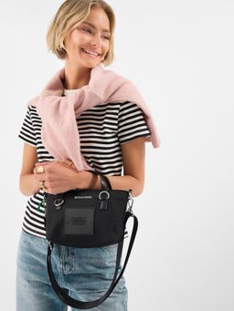 Accessorize London - Women's Black Mini Nylon Hand Bag